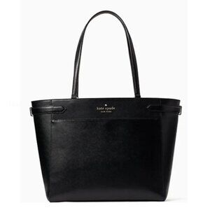 Kate Spade Staci Saffiano Leather Black Laptop Tote Silver Hardware